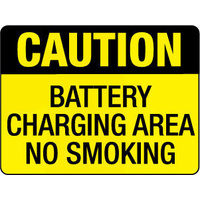 300x225mm - Metal - Caution Battery Charging Area No Smoking