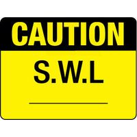 240x180mm - Self Adhesive - Caution S.W.L.