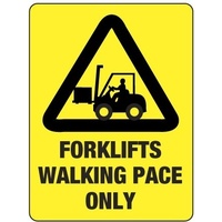240x180mm - Self Adhesive - Forklifts Walking Pace Only
