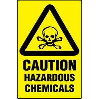 240x180mm - Self Adhesive - Caution Hazardous Chemicals