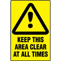 450x300mm - Metal - Keep This Area Clear At All Times