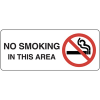 300x140mm - Self Adhesive - No Smoking In This Area