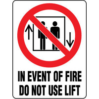 458MM -- 300x225mm - Metal - In Event of Fire Do Not Use Lift