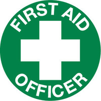 50mm Disc - Self Adhesive - Sheet of 12 - First Aid Officer Pictogram