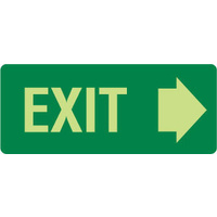350x140mm - Self Adhesive - Luminous - Exit (with right arrow)