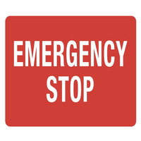 90x55mm - Self Adhesive - Sheet of 10 - Emergency Stop
