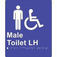 180x220mm - Braille - Anodised Aluminium - Male Accessible Toilet (Left Hand)