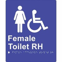 180x220mm - Braille - Silver PVC - Female Accessible Toilet (Right Hand)