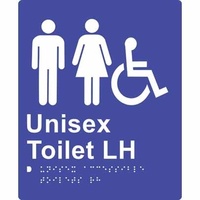 180x220mm - Braille - Anodised Aluminium - Unisex Accessible Toilet (Left Hand)