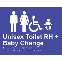 280x220mm - Braille - Silver PVC - Unisex Accessible Toilet and Baby Change (Right Hand)