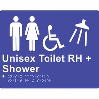 280x220mm - Braille - Anodised Aluminium - Unisex Accessible Toilet and Shower (Right Hand)