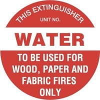 200mm Disc - Self Adhesive - Fire Extinguisher Marker - Water (Red)