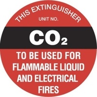 200mm Disc - Self Adhesive - Fire Extinguisher Marker - CO2 (Black)
