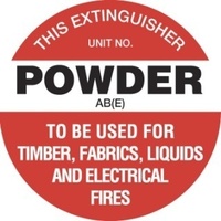 200mm Disc - Self Adhesive - Fire Extinguisher Marker - Powder AB(E) (White)
