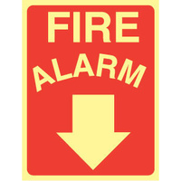 180x240mm - Self Adhesive - Luminous - Fire Alarm (Arrow Down)