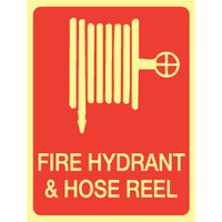 180x240mm - Self Adhesive - Luminous - Fire Hydrant & Hose Reel (With Picto)