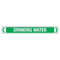 30x380mm - Self Adhesive Pipe Markers - Pkt of 10 - Drinking Water