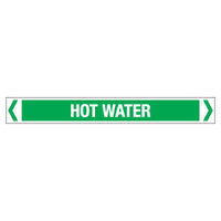 50x400mm - Self Adhesive Pipe Markers - Pkt of 10 - Hot Water
