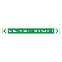 30x380mm - Self Adhesive Pipe Markers - Pkt of 10 - Non Potable Hot Water