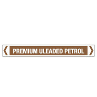 30x380mm - Self Adhesive Pipe Markers - Pkt of 10 - Premium Unleaded Petrol