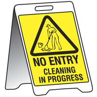 500x300mm - Fluted Board Sign Stands - No Entry Cleaning in Progress