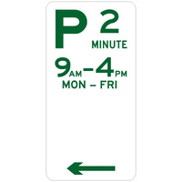 R5-12(L) -- 225x450mm - Aluminium - P2 Minute Parking (Left Arrow) 