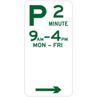 R5-12(R -- 225x450mm - Aluminium - P2 Minute Parking (Right Arrow) 