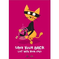 594x420mm - Laminated Safety Poster - Save Your Back, Lift with Your Legs
