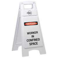 Plastic Sign Stand - Double Sided - Danger Worker In Confined Space