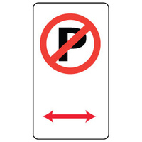 450x225mm - Metal - No Parking Symbol with double arrows