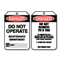 Pkt of 100 Cardboard - Danger Maintenance Department