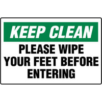 450x300mm - Poly - Keep Clean Please Wipe Your Feet Before Entering