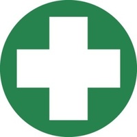 50mm Disc - Self Adhesive - Sheet of 12 - First Aid Pictogram