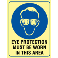 240x180mm - Eye Protection Must Be Worn In This Area - Luminous
