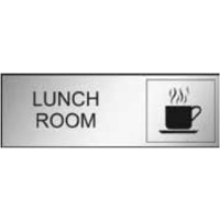 300x100 - Engraved Label - Black/Brushed Aluminium Traffilite - Adhesive Backed - Lunch Room (With Picto)