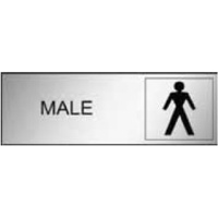300x100 - Engraved Label - Black/Brushed Aluminium Traffilite - Adhesive Backed - Male (With Picto)