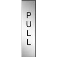 200x50 - Engraved Label - Black/Brushed Aluminium Traffilite - Adhesive Backed - Vertical - Pull (vertical)