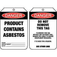 Pkt of 100 Cardboard - Danger Product Contains Asbestos