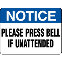450x300mm - Metal - Notice Please Press Bell If Unattended