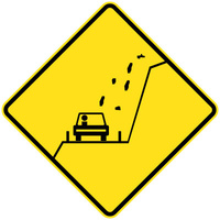 Warning Caution Falling Rock Left Traffic Sign  Aluminium Class 1 600x600mm