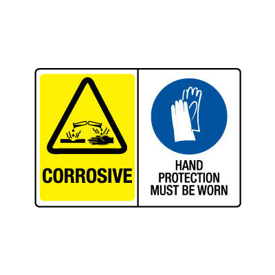 Corrosive/Hand Protection Must Be Worn