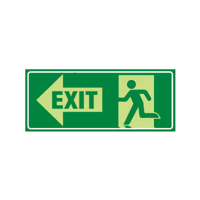 Running Man With Exit and Left Arrow
