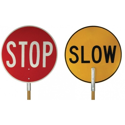 Stop/Slow Baton with Wooden Handle