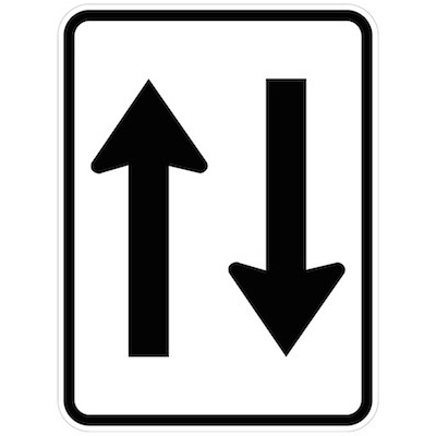 Two Way Traffic (Symbolised with arrows)