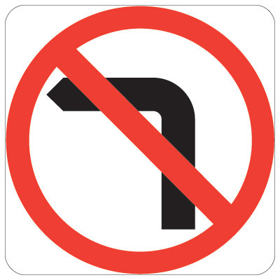 No Left Turn Symbol in Roundel
