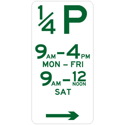 1/4 Hour Parking (Right Arrow)