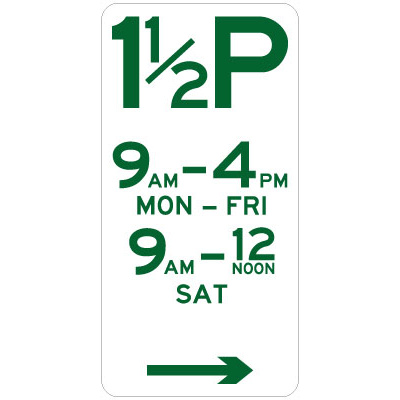 1 1/2 Hour Parking (Right Arrow)