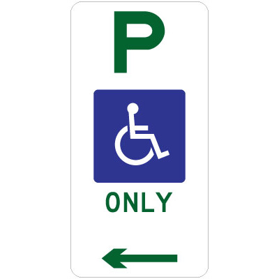 Disabled Parking Only (Left Arrow)