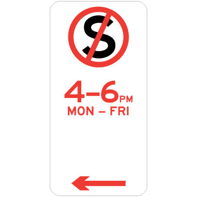 No Stopping - Specific Times (Left Arrow)