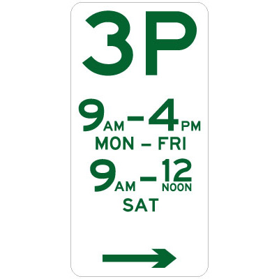3 Hour Parking (Right Arrow)
